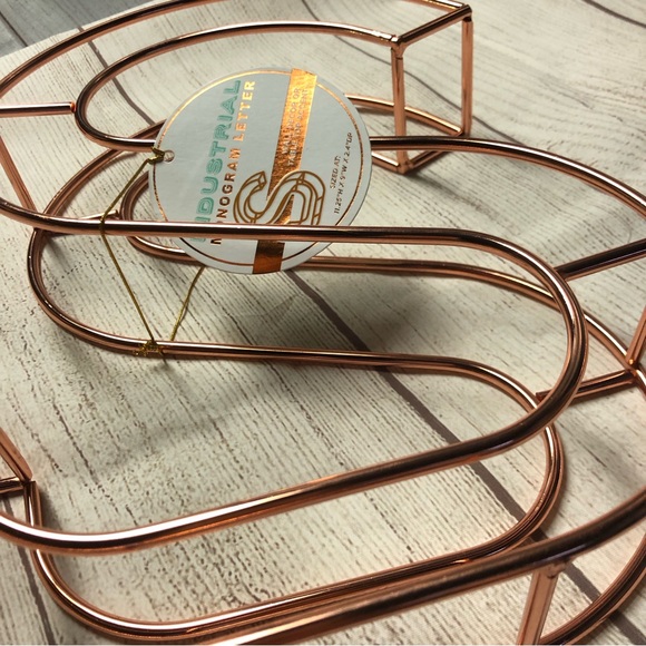NWT Rose Gold Industrial Monogram Letter Wall Decor & Table Top Accent “S” - Picture 4 of 11